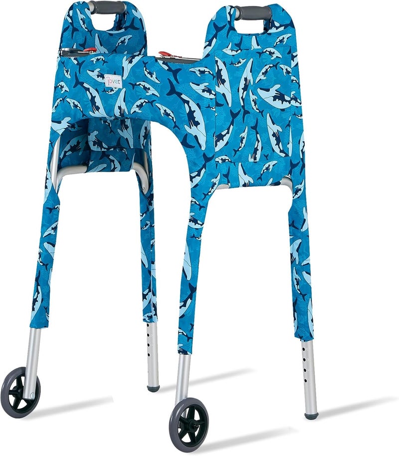 Jover – Walker Covers (Whale Dance) – Colorful Fabric Cover for Standard Folding Walker Mobility Aid with Pockets, Easy Fit Senior Walker Accessories, Washable Polyester, + Matching Storage Bag - Image 1